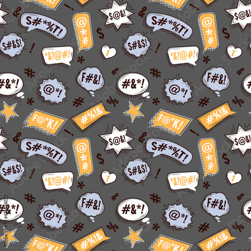 Seamless pattern. Speech bubbles with swear words.