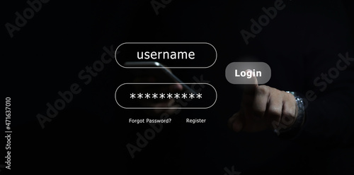 login and password, cyber security concept, data protection and secured internet access.