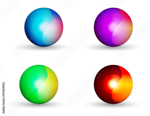 3D Realistic Colorful Sphere Set