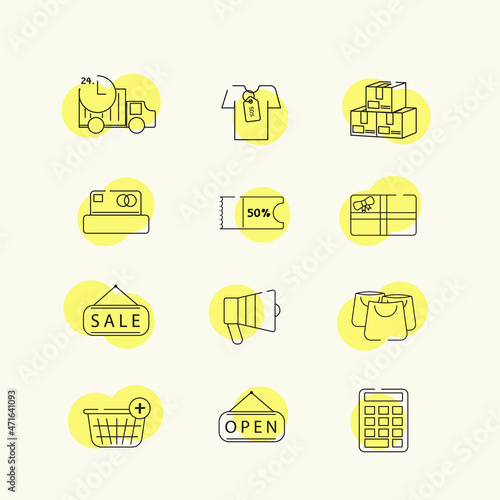 icon Set of shopping  Related Vector Line. Outline icons. of web icons for online store.