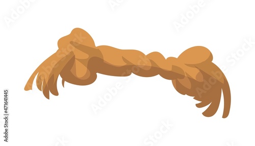 Cartoon rope toy for dogs. Canine chewing bone. Puppy care equipment. Domestic animals supplies template. Veterinary shop goods. Isolated cord stuff. Vector doggy leisure accessory