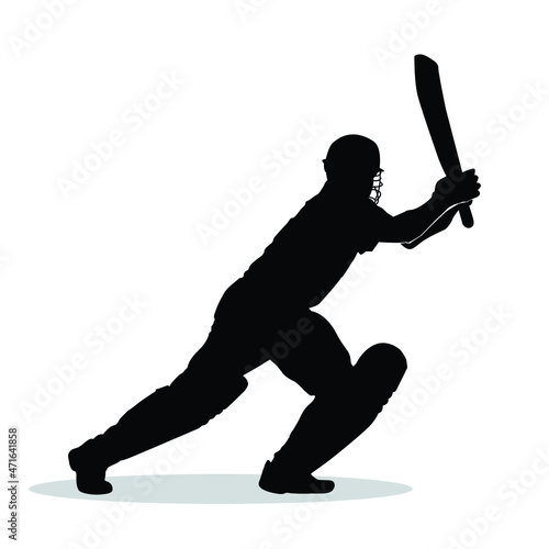 Cricket player batsman batting silhouettes. illustration of batsman playing cricket championship.