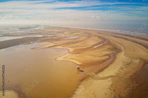 Aerial view of shrimp farms in Xuan Thuy, Namdinh, Vietnam.