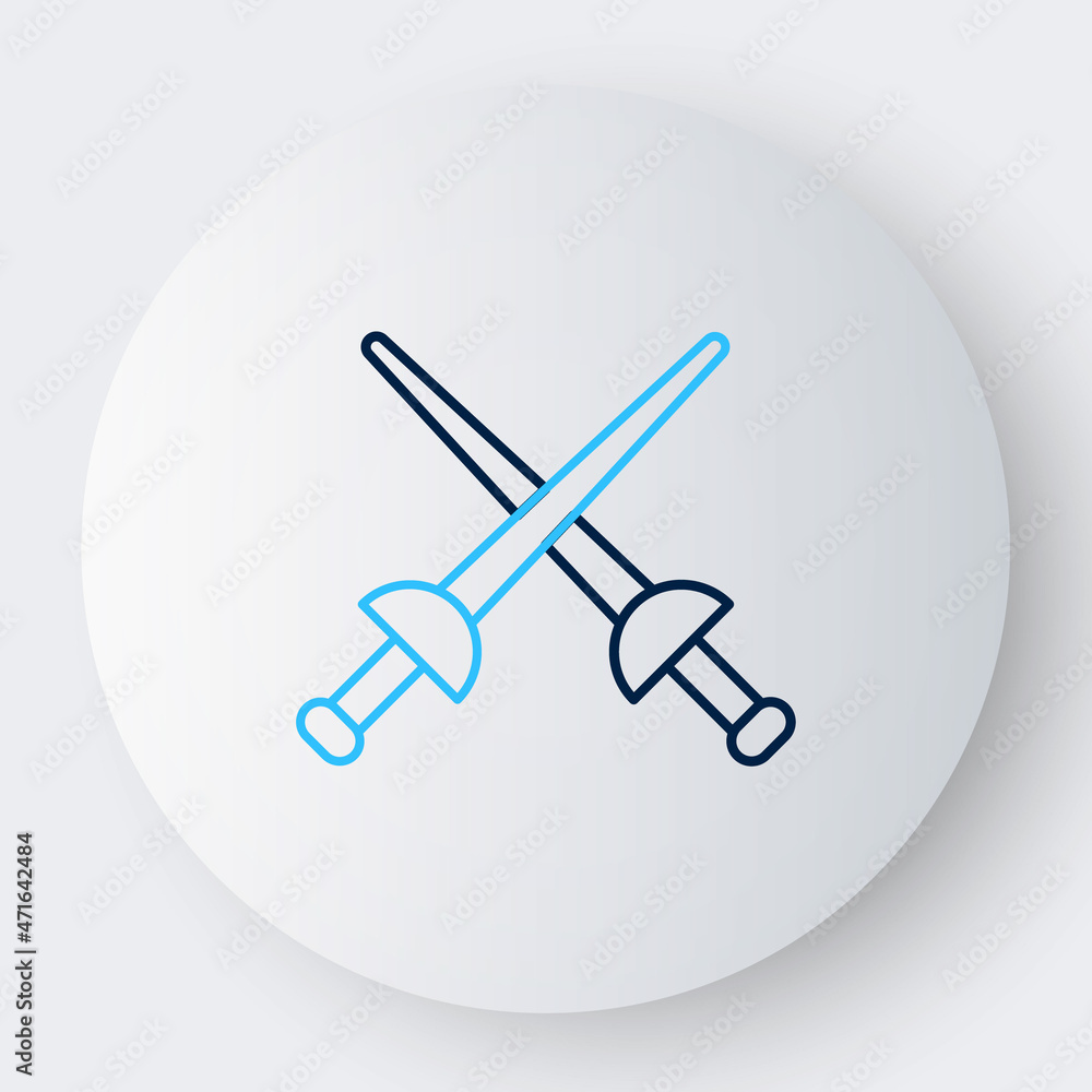 Line Fencing icon isolated on white background. Sport equipment. Colorful outline concept. Vector Line Fencing icon isolated on white background. Sport equipment. Colorful outline concept. Vector