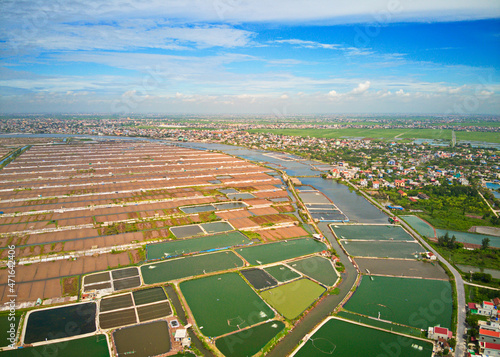 Shrimp farms in Giao Thuy district, Namdinh, Vietnam viewed from the air photo