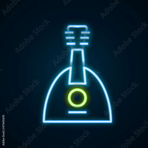 Glowing neon line Musical instrument balalaika icon isolated on black background. Colorful outline concept. Vector