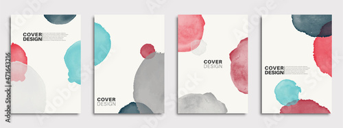 Cover design vector set. Watercolor book cover design, Abstract art design with colorful watercolor background. Can be use for poster, wall arts, magazine, brochure , banner and website.