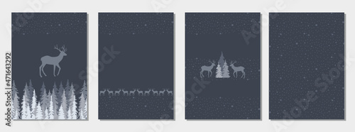 
banner, deer, postcard, christmas, tree, holiday, new year, spruce, pine, herringbone, animal, tree, winter, forest, nature, taiga, snow