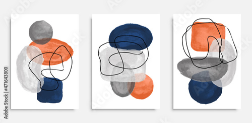 Wall art watercolor minimalistic abstract art background . Abstract design doodles various shapes. modern art isolated vector graphic. minimalistic geometric frames hand drawn, vector illustration