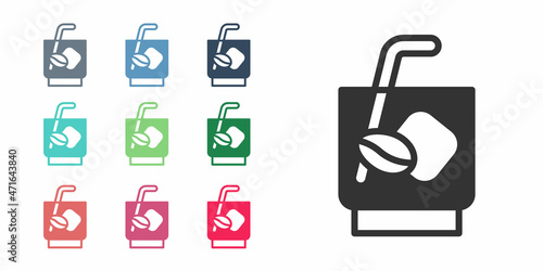 Black Espresso tonic coffee icon isolated on white background. Set icons colorful. Vector