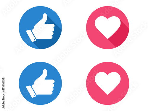 Thumb up and heart icon. like and love logo for website and mobile app