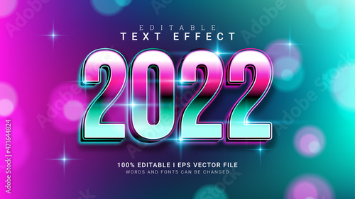 2022, happy new year text effect vector illustration