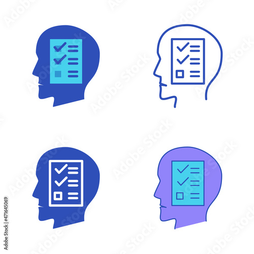 Obsessive-compulsive disorder icon set in flat and line style