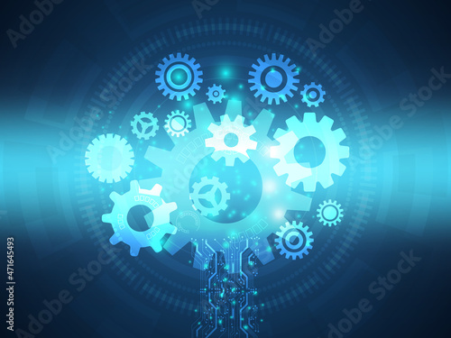 cyber tree with cog gear wheels futuristic