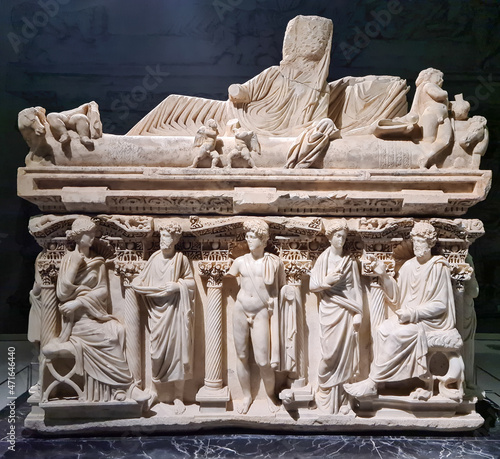 Hatay - Antakya  - Turkey, Tomb in Hatay Archaeological Museum. 21 October 2021 