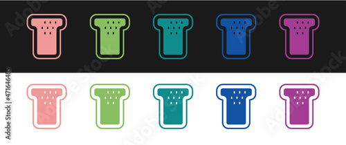 Set Bread toast for sandwich piece of roasted crouton icon isolated on black and white background. Lunch, dinner, breakfast snack. Vector