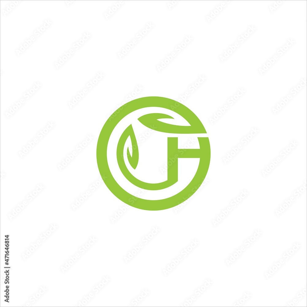 Obraz premium initials h logo vector template leaf