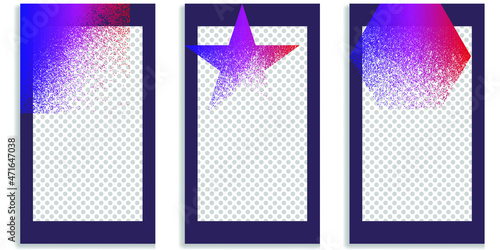 Social media editable covers with grainy effects .Grunge design . Contemporary style . Post frame stories templates. Layout for promotion .Media banner .Vector