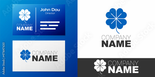 Logotype Four leaf clover icon isolated on white background. Happy Saint Patrick day. Logo design template element. Vector