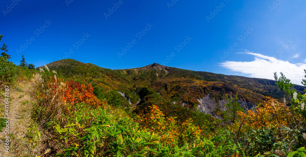 Autumn mountains on a sunny day (Zao, Yamagata, Japan)