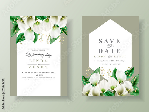 Cala of lily wedding invitation template