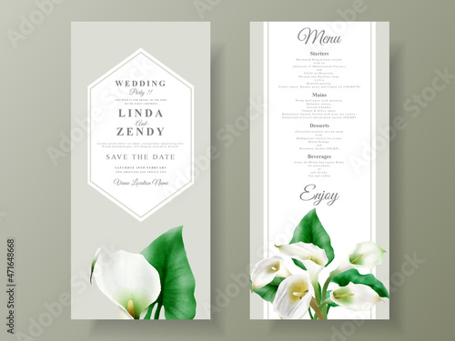 Cala of lily wedding invitation template