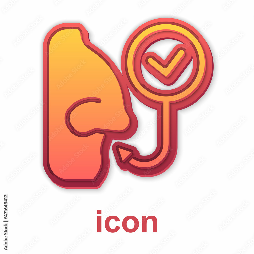 Gold Healthy breathing icon isolated on white background. Breathing nose. Vector Gold Healthy breathing icon isolated on white background. Breathing nose. Vector