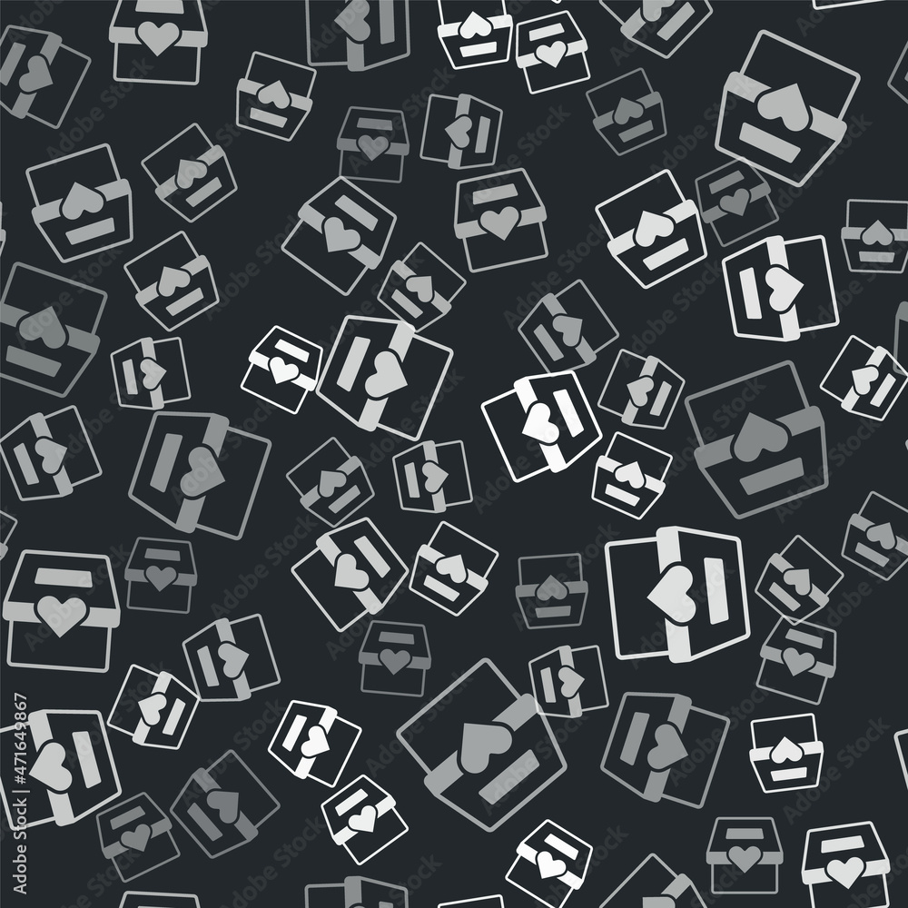 Grey Donation and charity icon isolated seamless pattern on black background. Donate money and charity concept. Vector