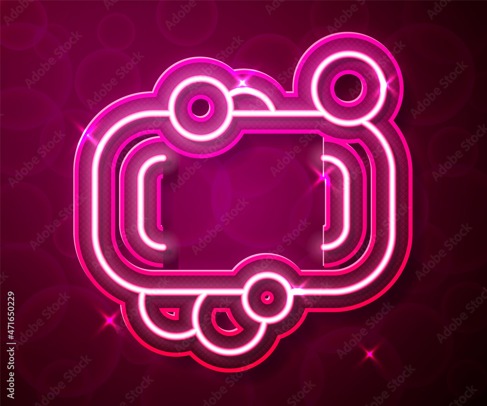 Glowing neon line Bar of soap icon isolated on red background. Soap bar with bubbles. Vector