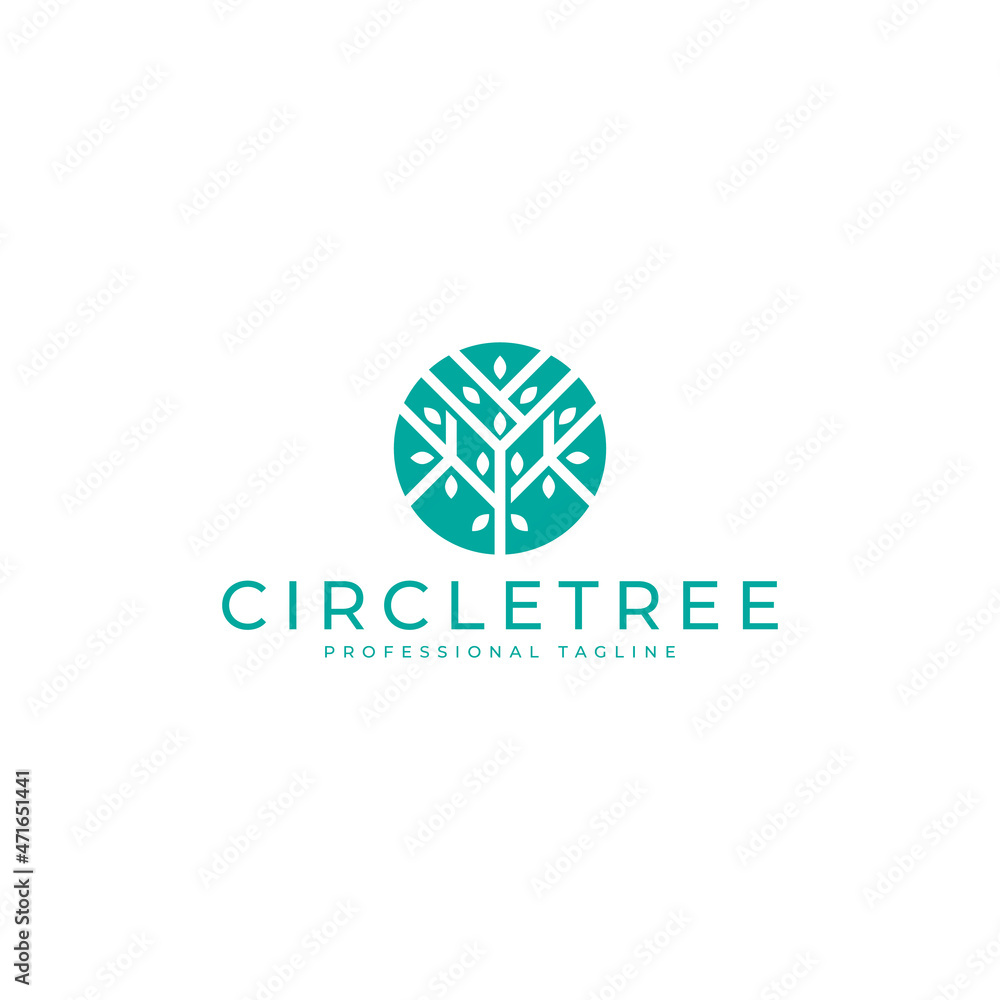 botanical circle tree logo design with green color botanical circle tree logo design with green color