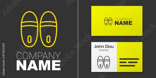 Logotype line Slippers icon isolated on grey background. Flip flops sign. Logo design template element. Vector