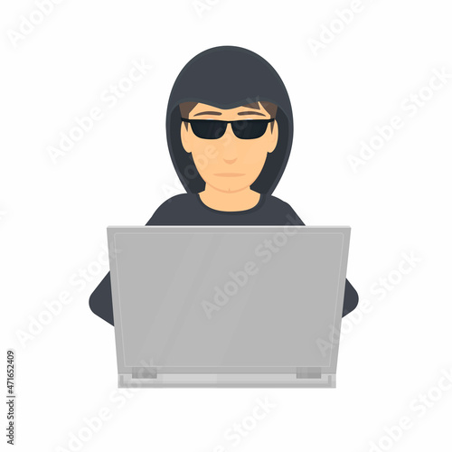 Hacker. Internet security, vector illustration
