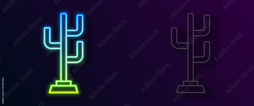 Glowing neon line Coat stand icon isolated on black background. Vector Glowing neon line Coat stand icon isolated on black background. Vector
