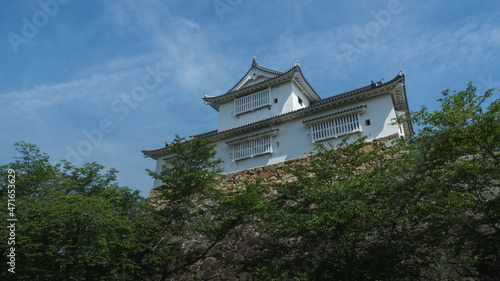 青空に浮かぶ津山城。Tsuyama Castle floating in the blue sky.	