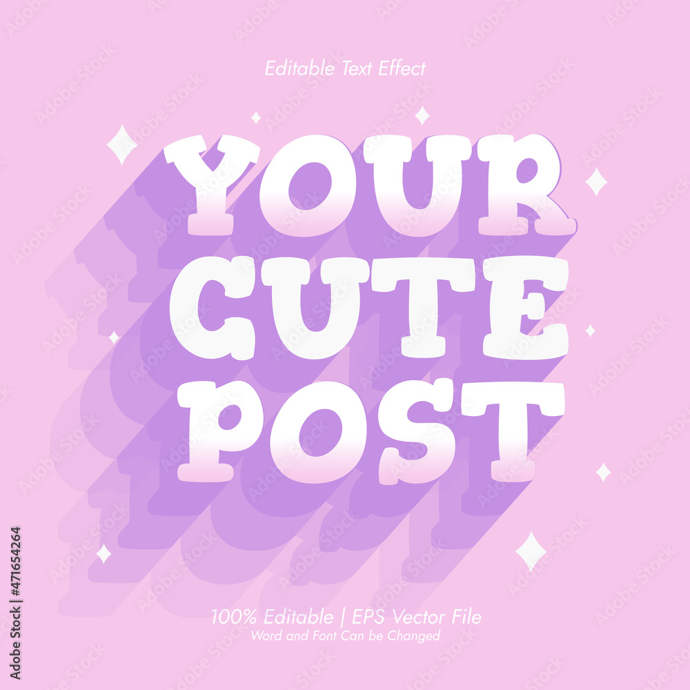 Cute Feed Post pink vintage style text effect editable Vector