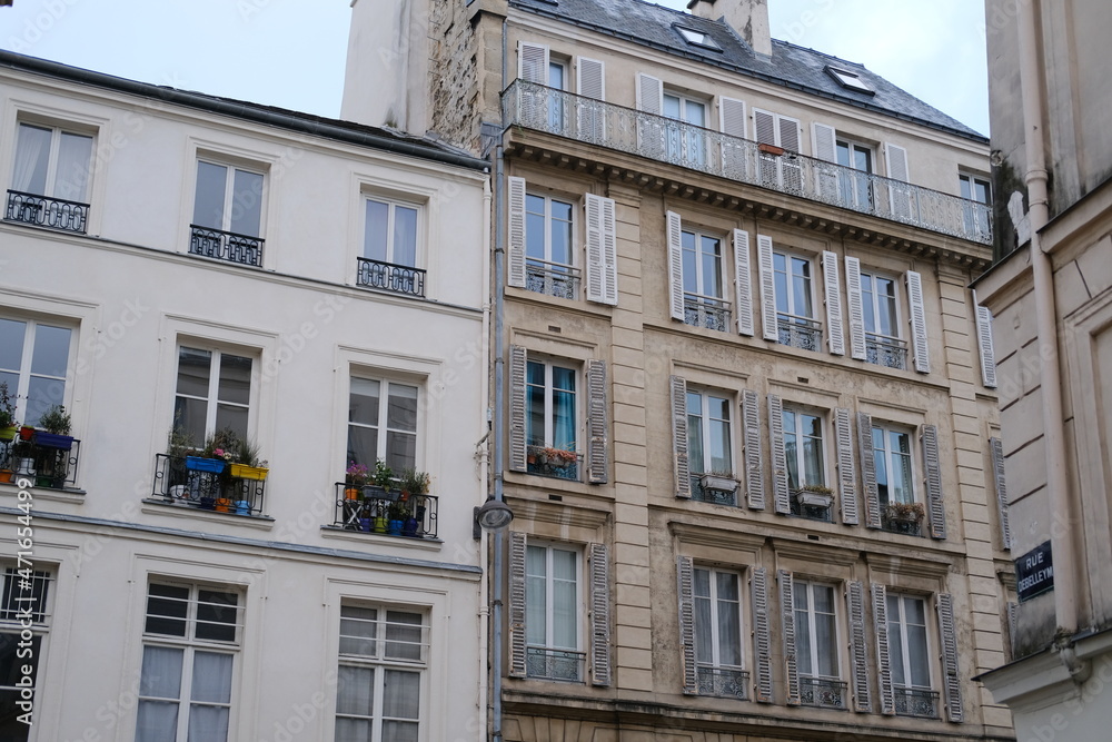 The facades of some nice Parisian buildings in the quarter 