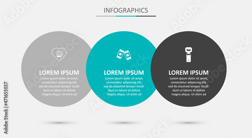 Set Beer can, Heart with glass of beer and Bottle opener. Business infographic template. Vector