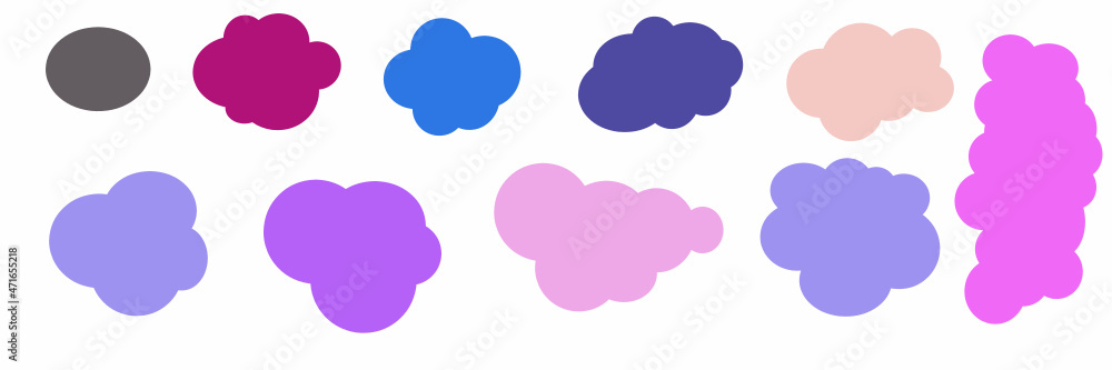 Set of Cloud Callout vector with various soft color palette