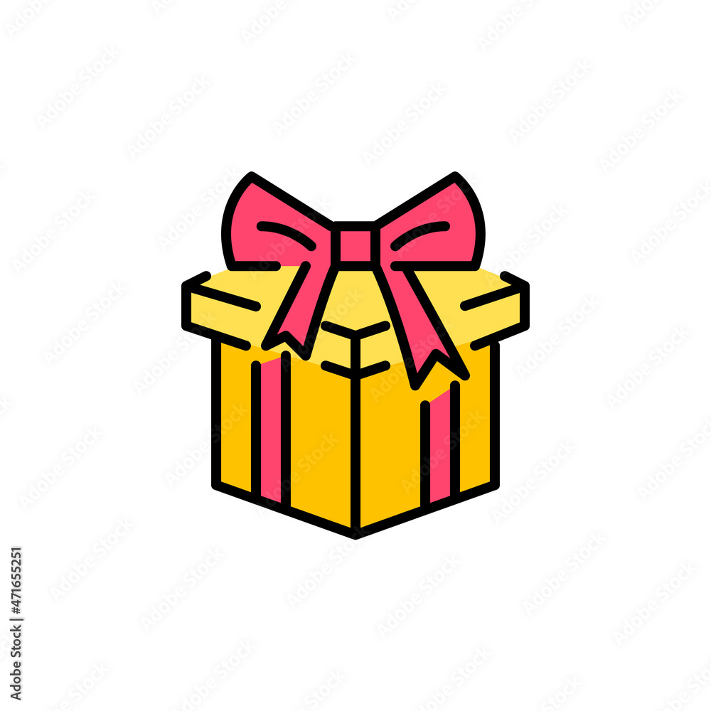 Gift box pixel perfect editable stroke simple line art colorful icon Gift box pixel perfect editable stroke simple line art colorful icon