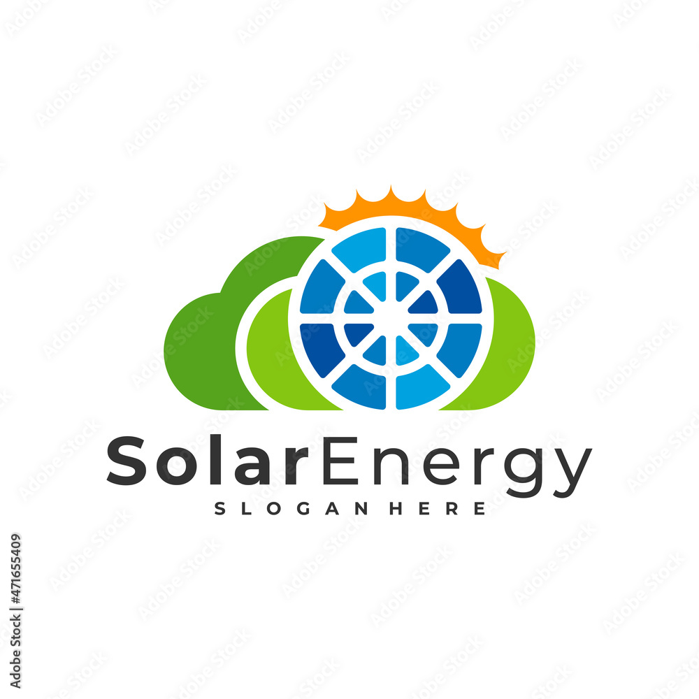 Cloud Solar logo vector template, Creative Solar panel energy logo design concepts Cloud Solar logo vector template, Creative Solar panel energy logo design concepts