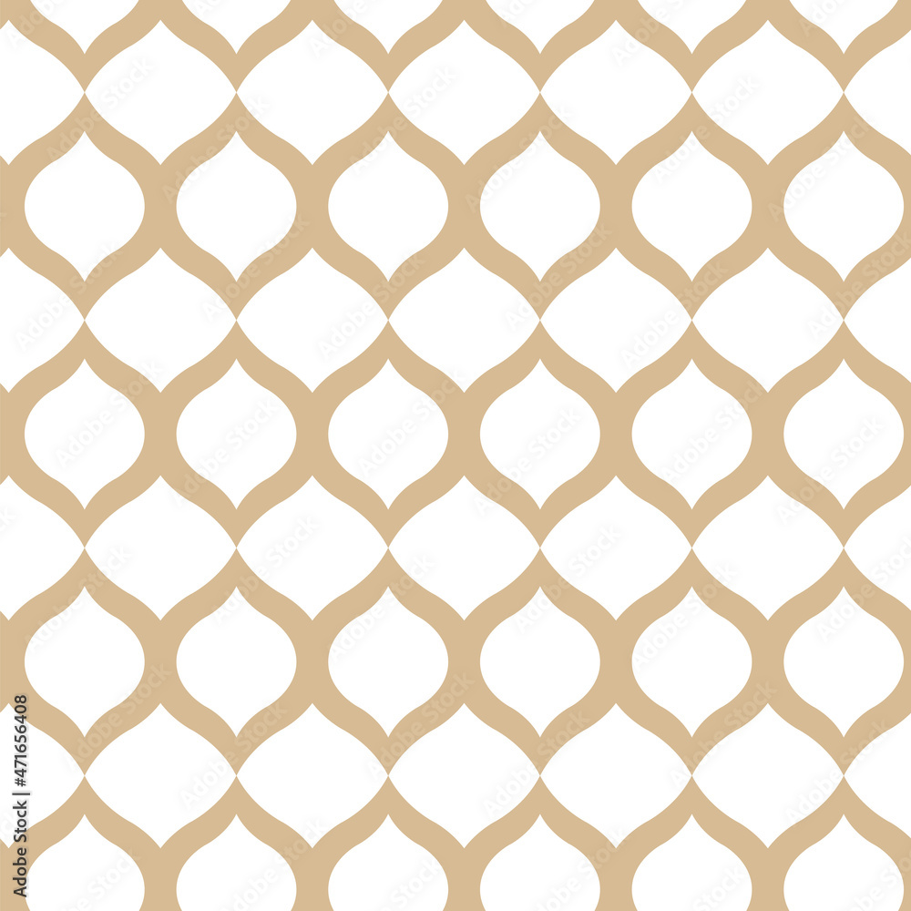 Fototapeta premium Abstract geometric gold pattern on a white background. Seamless linear illustrations in Arabic style. Stylish fractal texture. 
