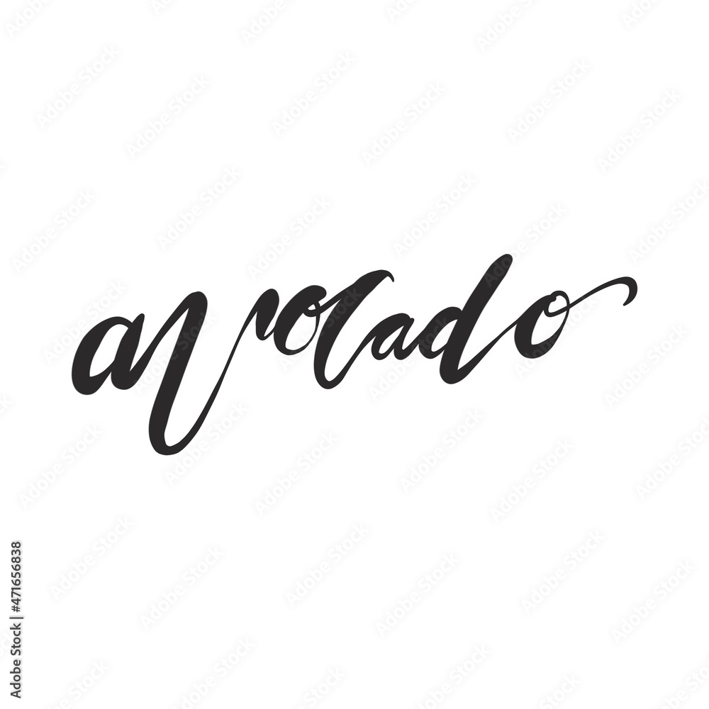 Avocado text hand draw lettering, Isolated on white Avocado text hand draw lettering, Isolated on white