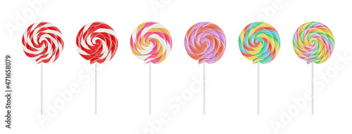 Swirl Lollipops  isolated on white background