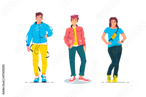 Casual set of male and female characters