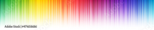 Rainbow gradient vertical stripes with fade out effect on white background. Many random transparent overlapped colorful lines. Vector illustration