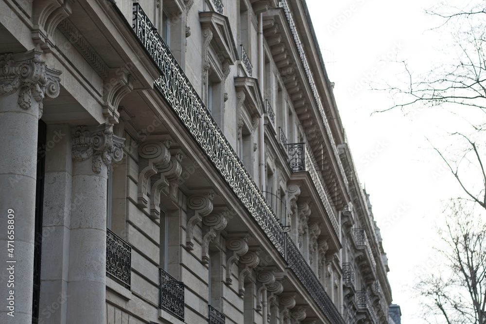 the facade of the building