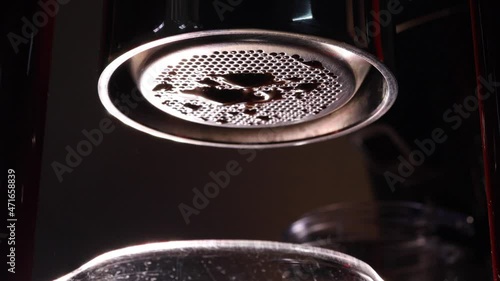 hot coffee filter machine making  close-up