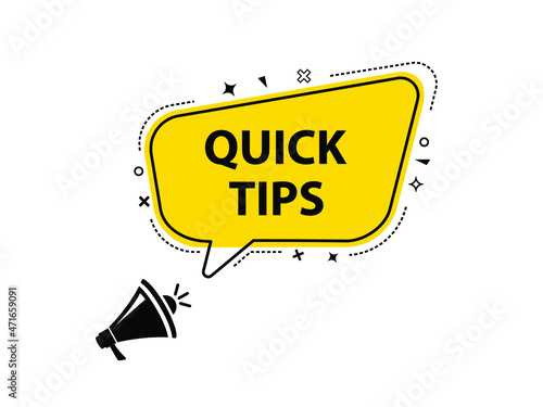Vector quick tips megaphone label isolated on white