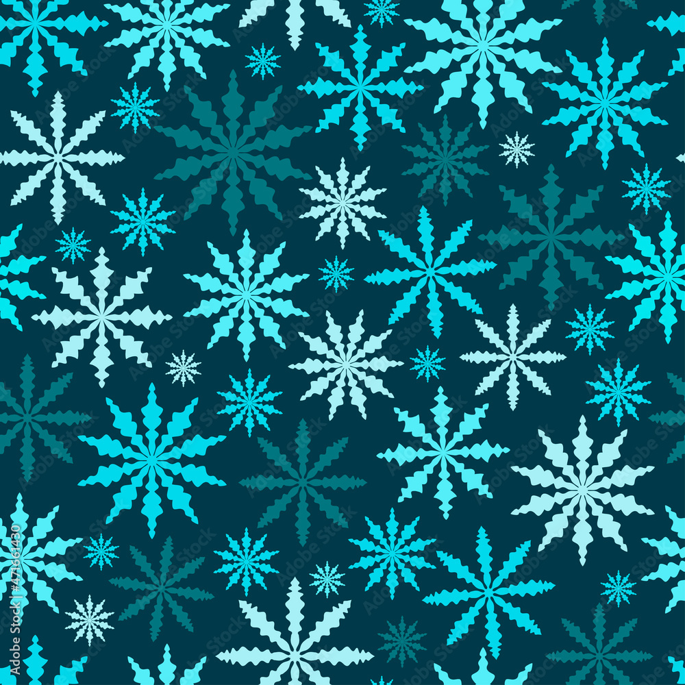 Seamless pattern for New Year. Winter background with snowflakes