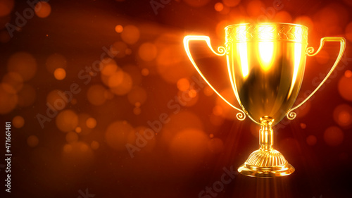 shining 1st place prize goblet on soft focus bg - abstract 3D rendering